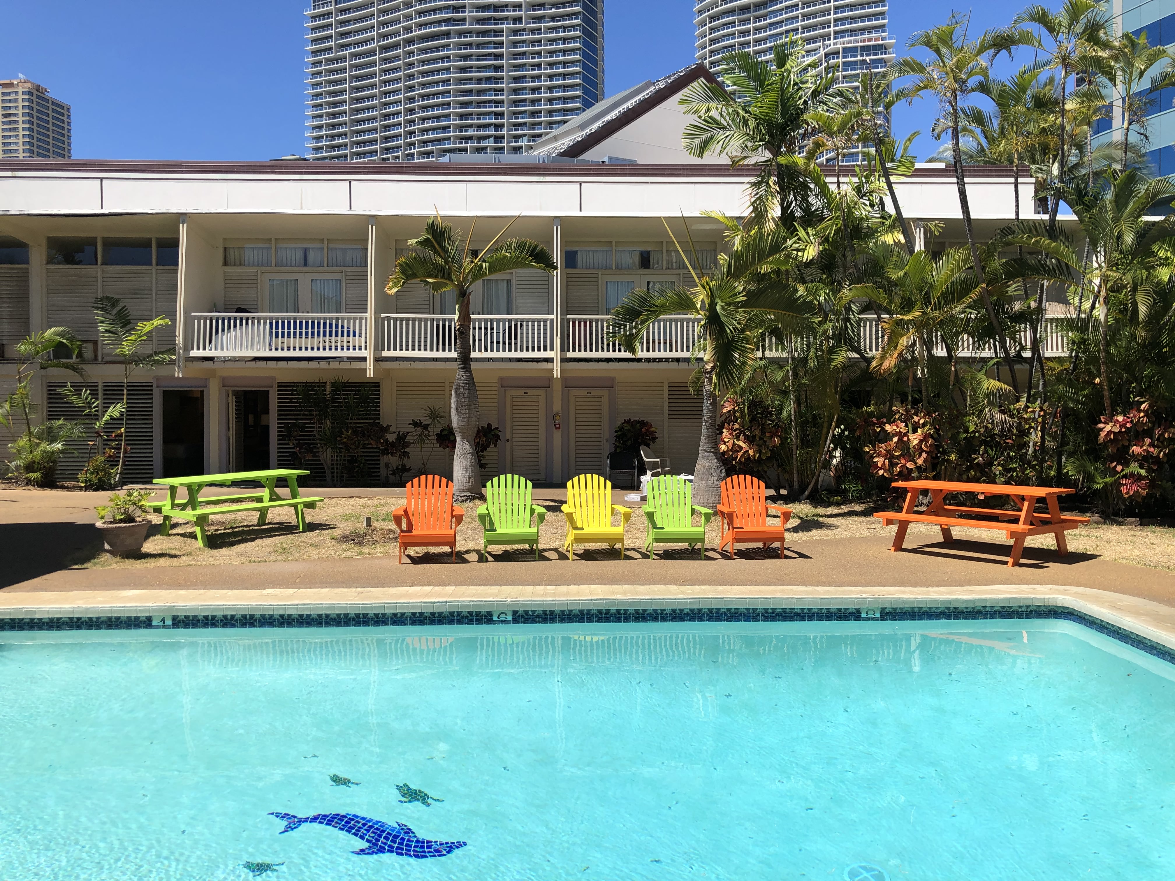 A view of Pagoda Waikiki's outdoor pool